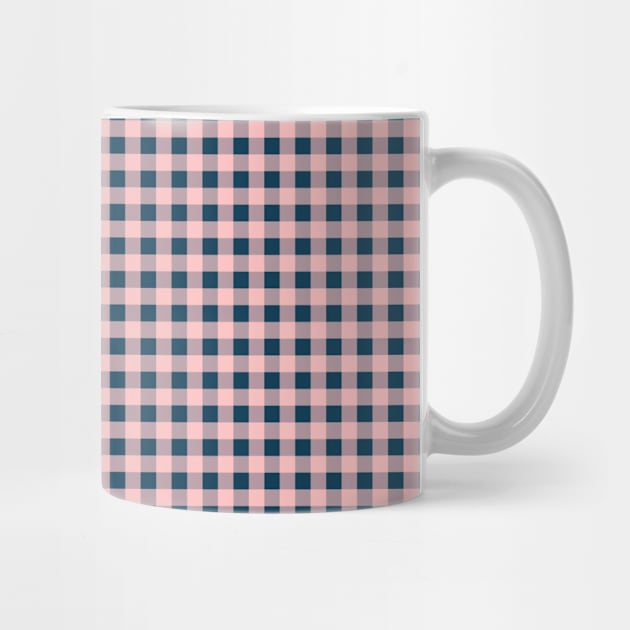 Coral and navy  blue gingham pattern by artsytee